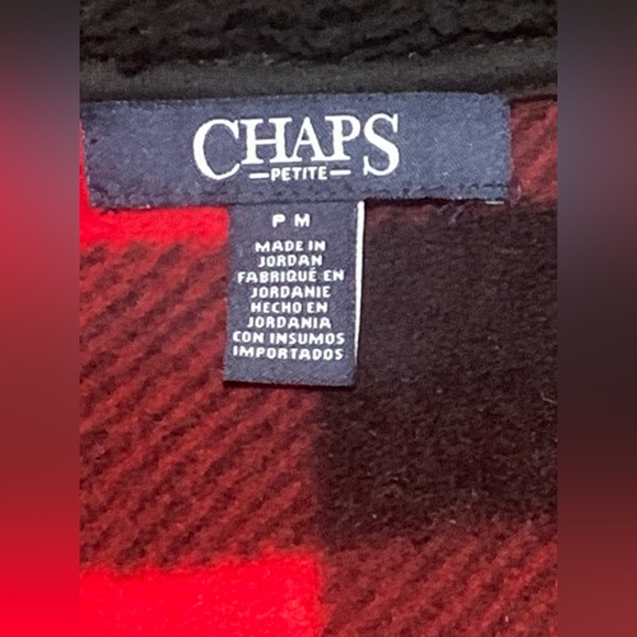 CHAPS Petite Womens Red Buffalo Soft Fleece Sherpa Collar Vest Size P Medium - Picture 2 of 7